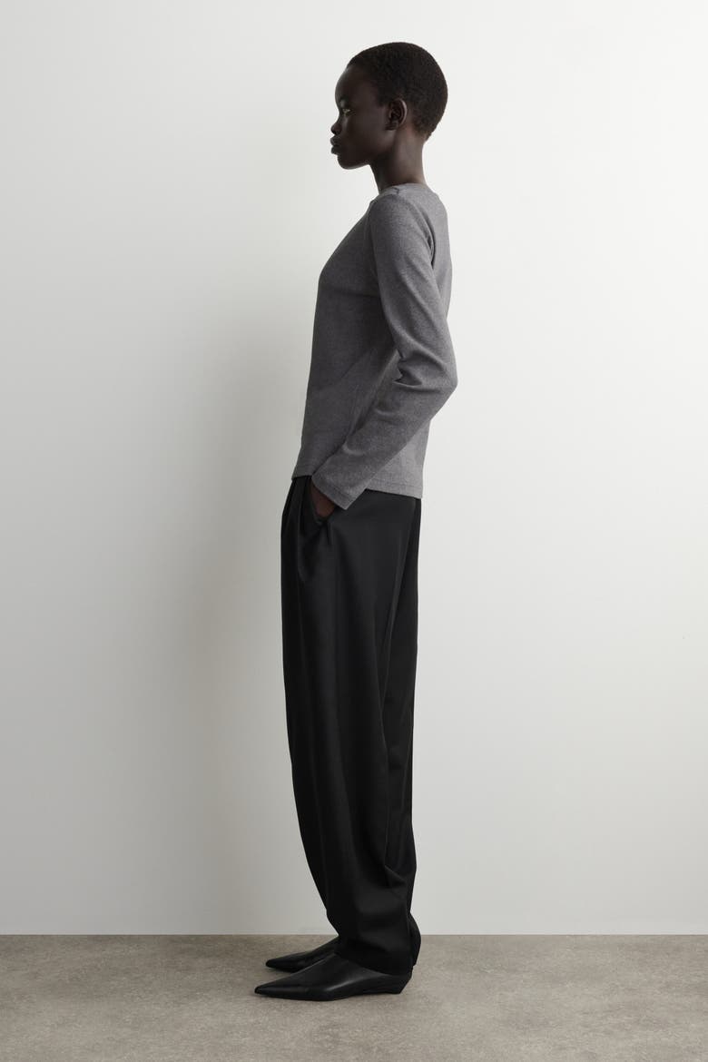 Cotton Jersey Long-sleeved Top, Alternate, color, DARK GRAY