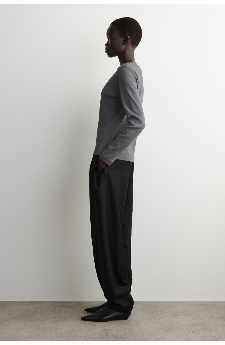 COS Cotton Jersey Long-Sleveled Top, Alternate, color, Dark Gray