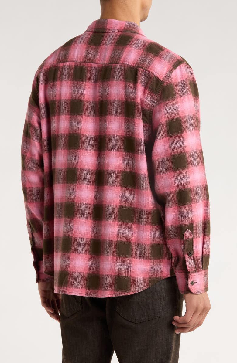 Vans Bixby Ombre Check Cotton Flannel Button-Up Shirt, Alternate, color, Coal Brown/Pink Dawn