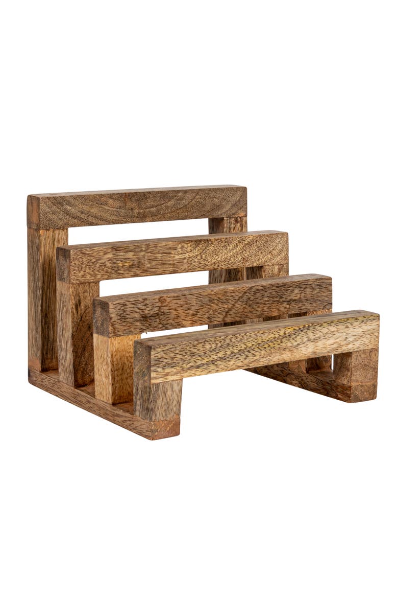 6 Inches Mango Wood Cutting Board Stand with 3 Sections for Kitchen, Natural, Main, color, Natural