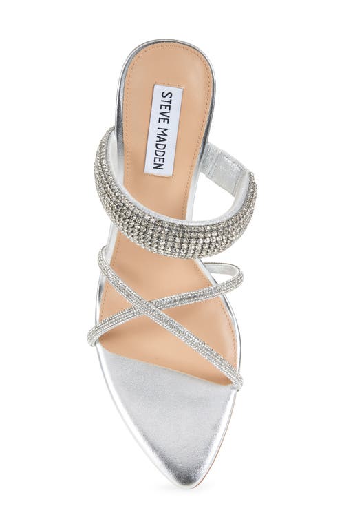 Steve Madden Camina Crystal Strap Slide Sandal In Silver