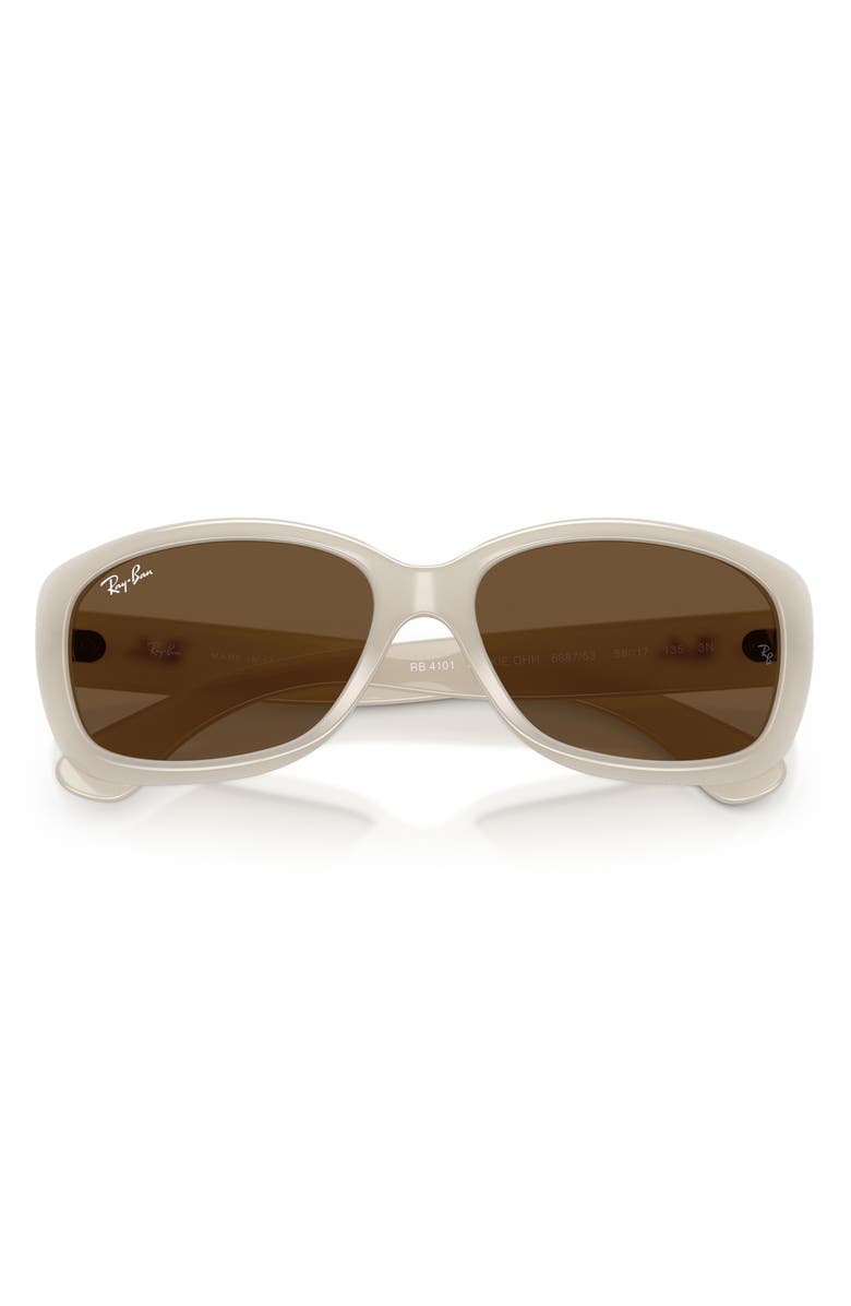 Ray-Ban Jackie Ohh 58mm Cat Eye Sunglasses, Alternate, color, Opal Ivory / Dark Brown