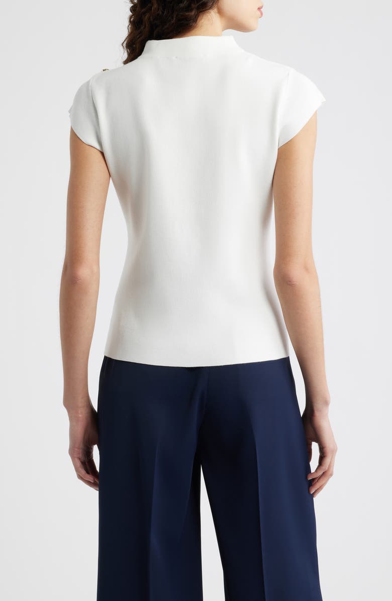 Elie Tahari The Katy Button Detail Sweater, Alternate, color, Sky White