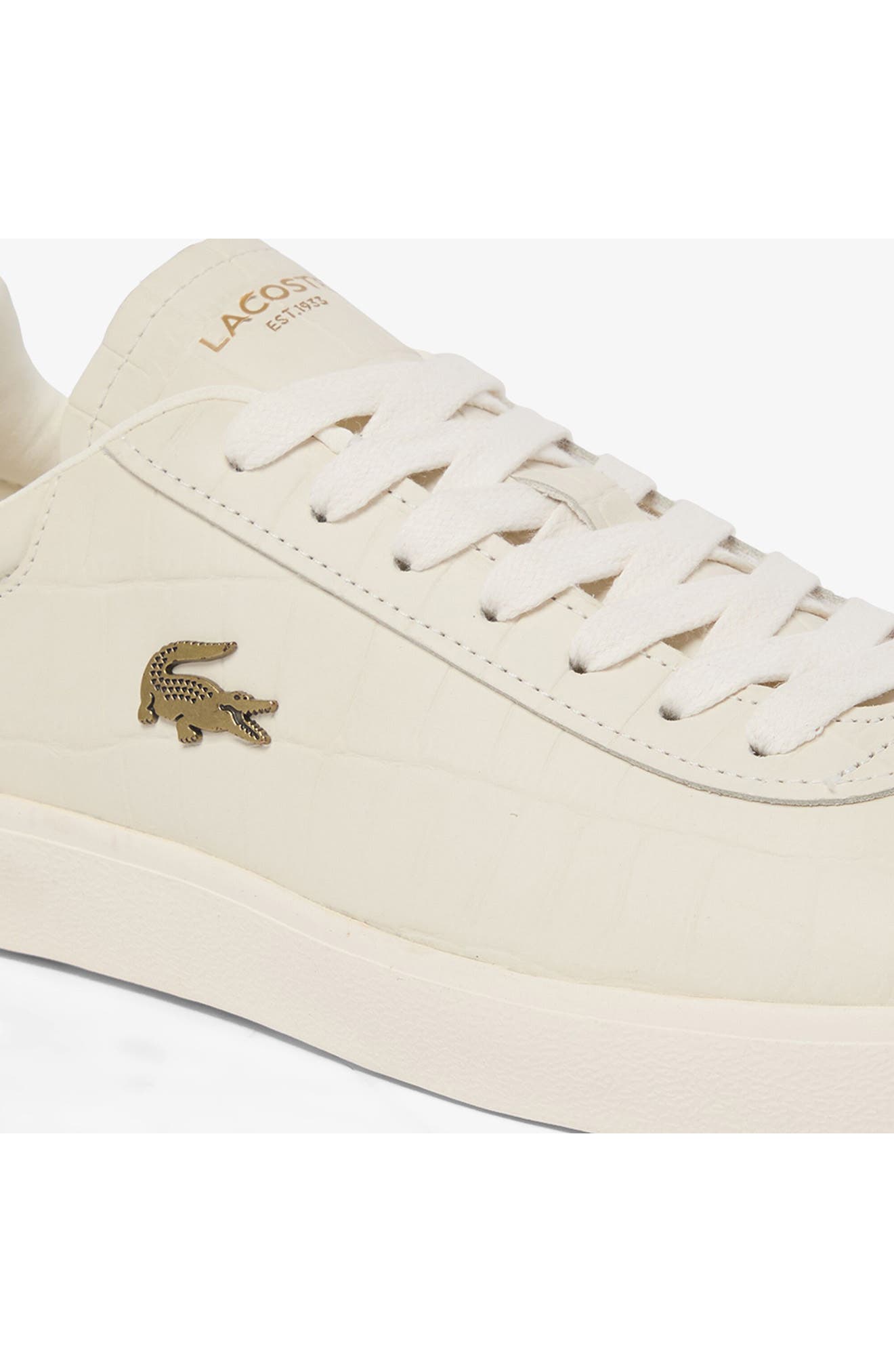 Lacoste Baseshot Croc Debossed Low Top Sneaker, Alternate, color, Off White/ Off White
