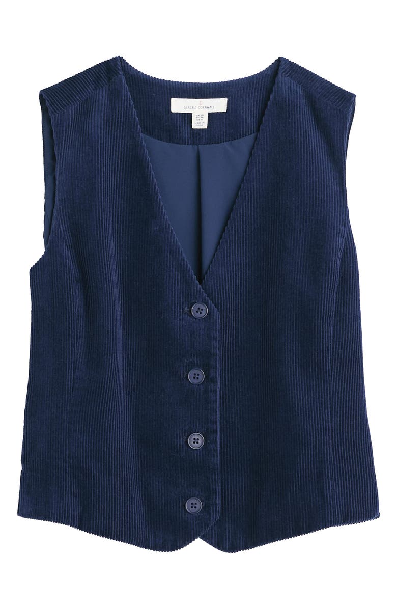Seasalt Cornwall Pinpoint Organic Cotton Corduroy Vest, Alternate, color, Maritime