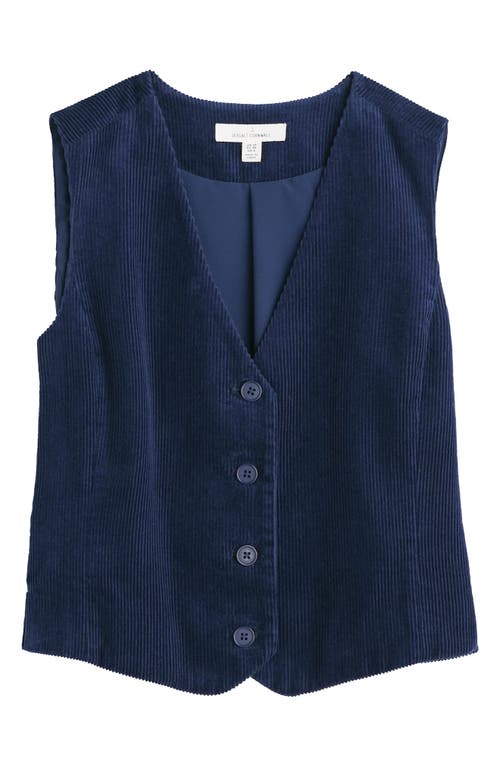 Seasalt Cornwall Pinpoint Organic Cotton Corduroy Vest In Maritime