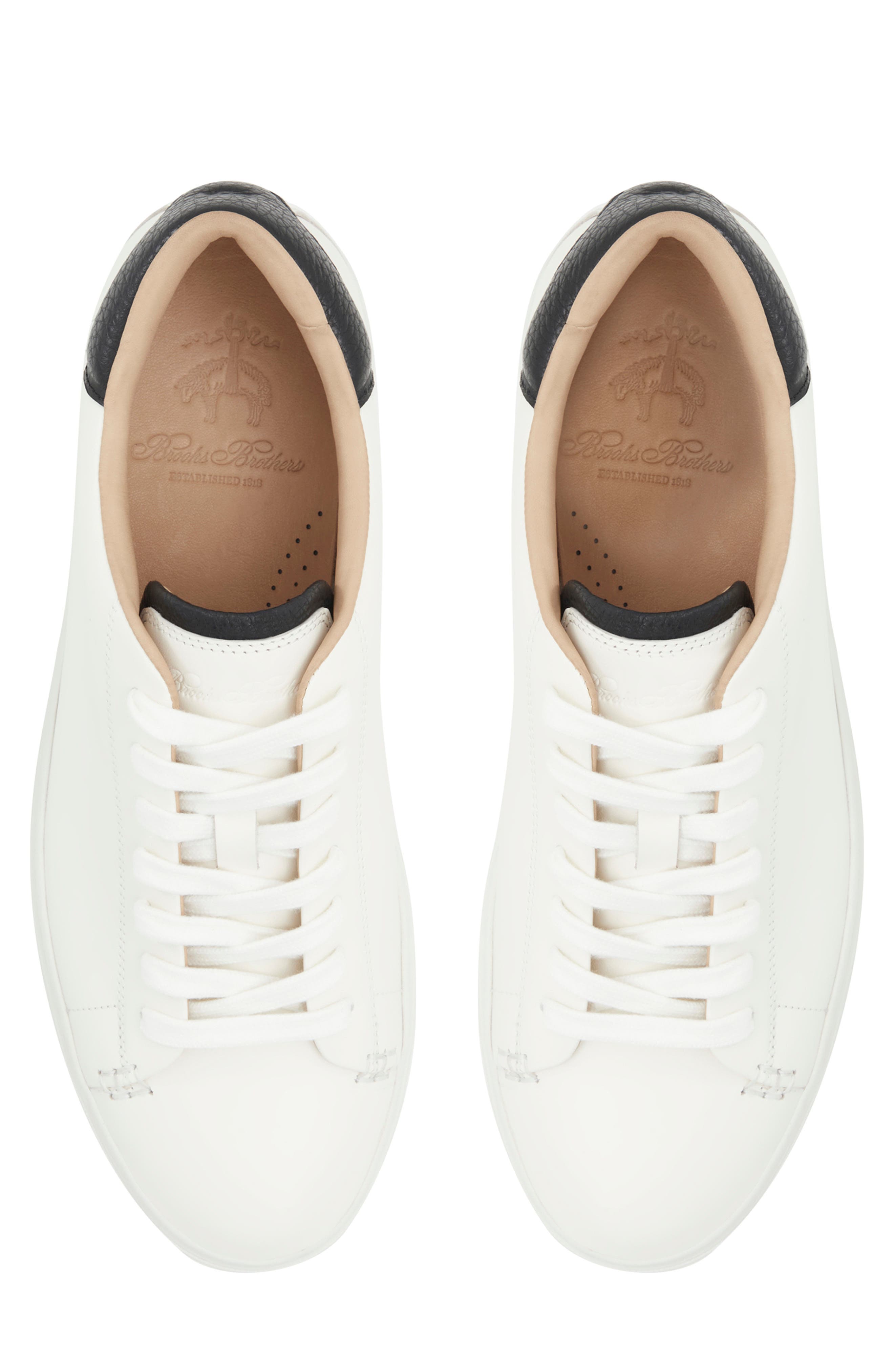Brooks Brothers Douglass Leather Sneaker, Alternate, color, White