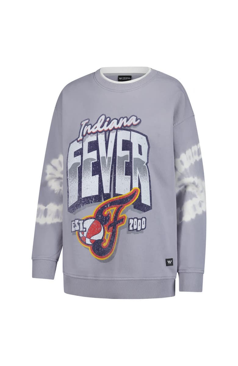 THE WILD COLLECTIVE Women's The Wild Collective  Gray Indiana Fever Double Collar Fleece Pullover Sweatshirt, Alternate, color, Gray