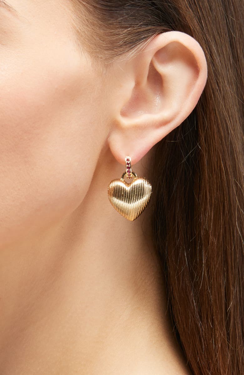 ROXANNE ASSOULIN Mini Florentine Heart Earrings, Alternate, color, Gold