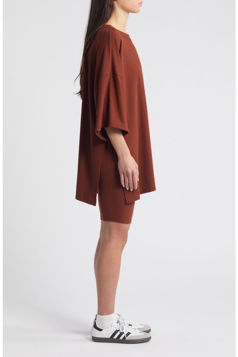 Malone Rib Oversize T-Shirt & Shorts, Alternate, color, CINNAMON