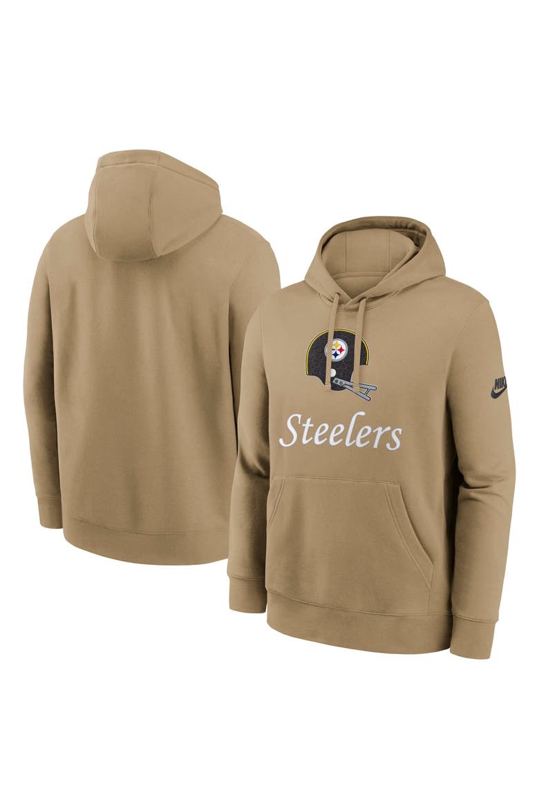 Men's Nike Tan Pittsburgh Steelers Best Season Rewind Club Pullover Hoodie, Main, color, Tan