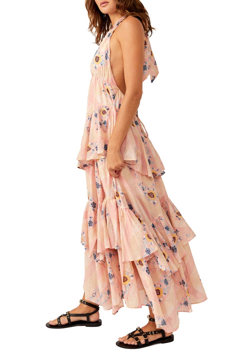 Free People Stop Time Floral Tiered Ruffle Cotton Maxi Dress, Alternate, color, 