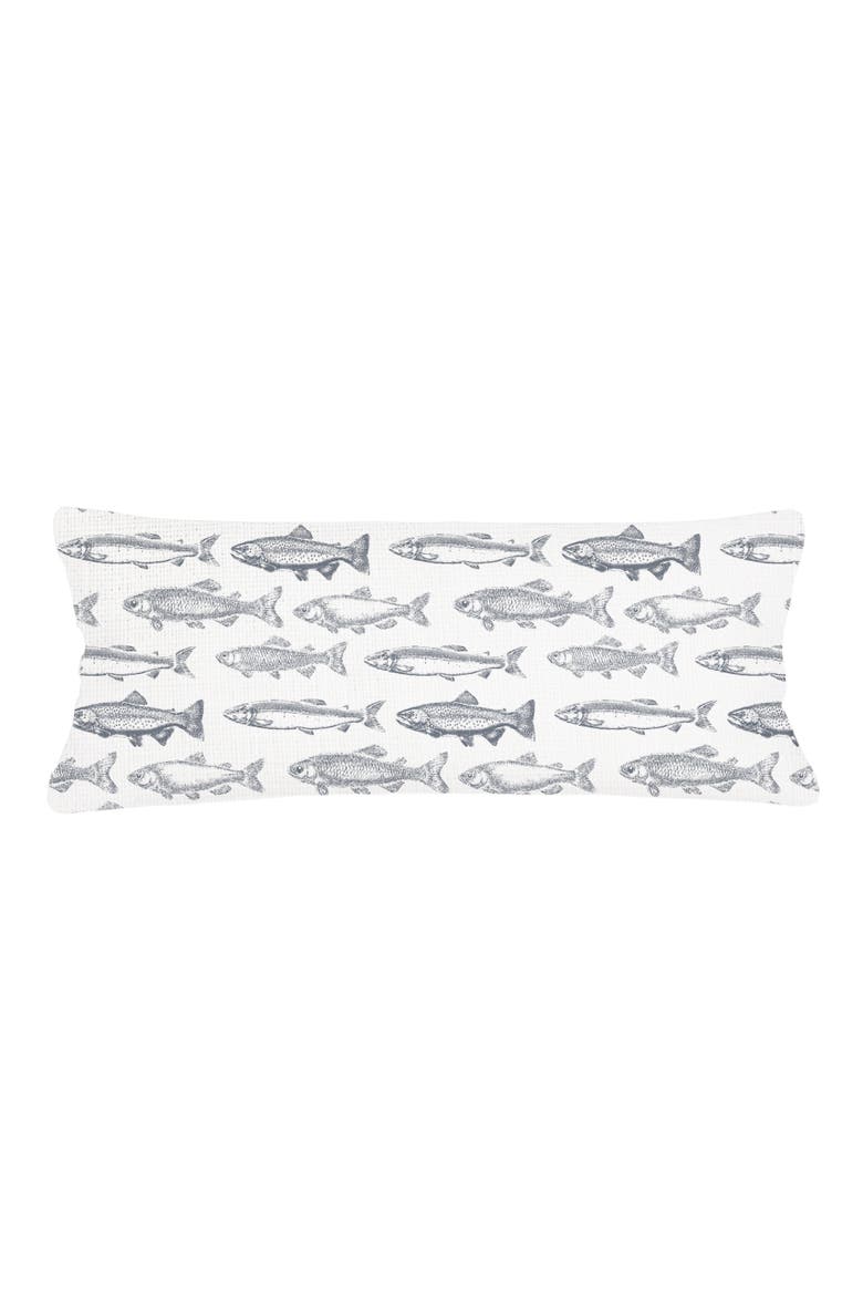 School of Fish Linen Pillow with Down Insert, Alternate, color, Grey
