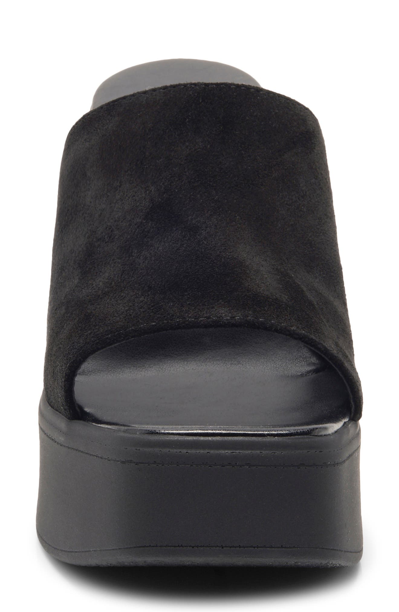 Free People Zoe Platform Slide Sandal, Alternate, color, Black Tide Suede