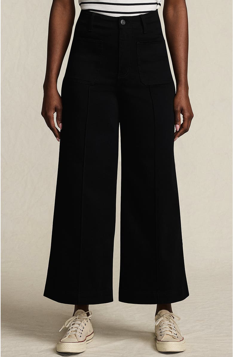 Lands' End Denim High Rise Extra Wide Leg Crop Jeans, Main, color, Black