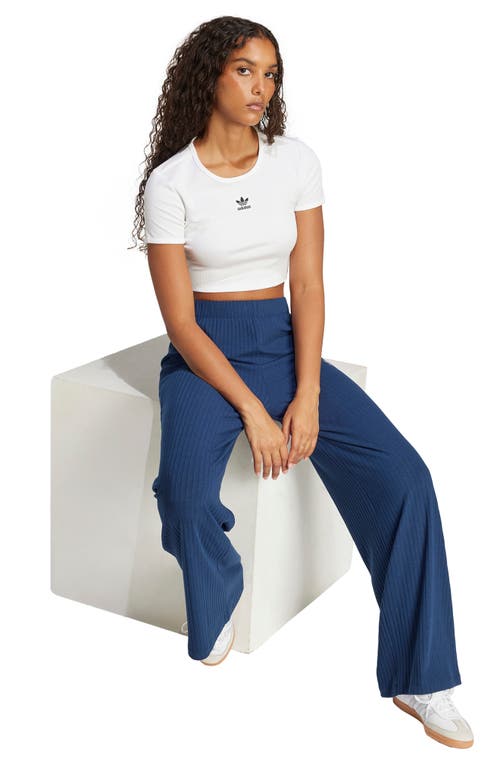 Adidas Originals Essentials Trefoil Logo Crop Rib T-shirt In White