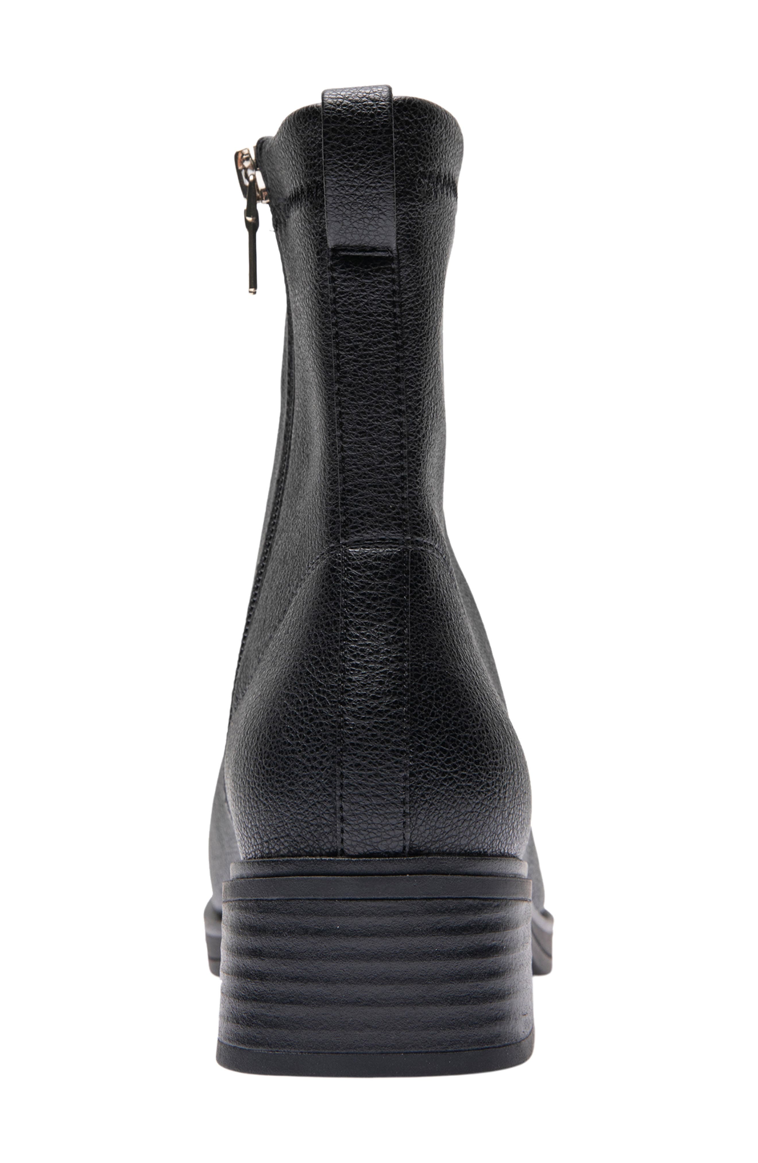 Aerosoles Dazzy Square Toe Boot, Alternate, color, Black Pebbled Stretch Faux