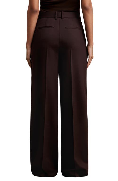 Reiss Solene Wool Blend Wide Leg Pants In Brown
