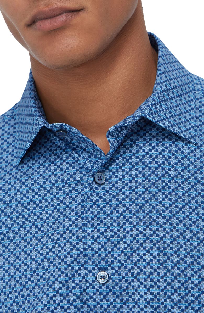 Bugatchi James OoohCotton<sup>®</sup> Microcheck Button-Up Shirt, Alternate, color, Classic Blue