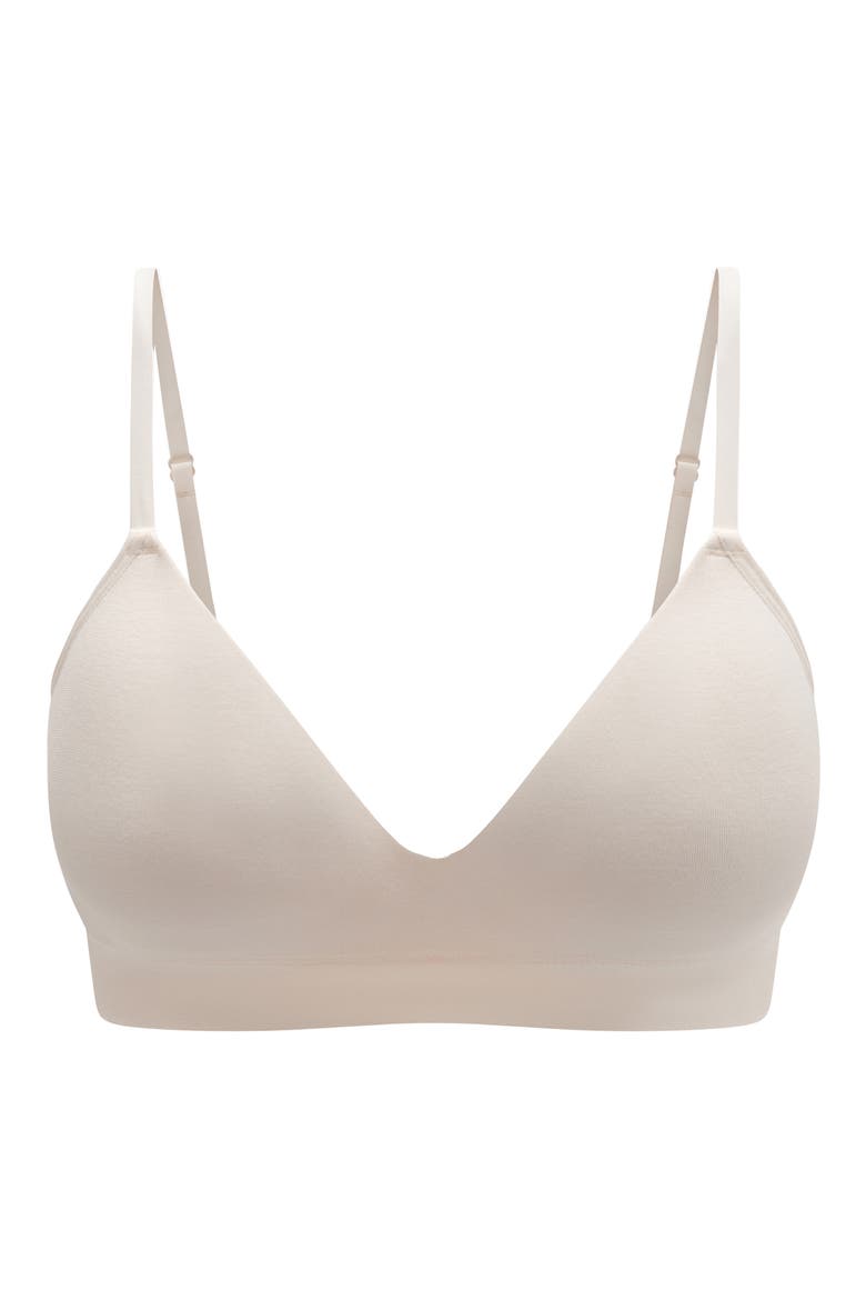 Seamless Stretch Cotton Blend Wireless Bra, Alternate, color, SEA SALT