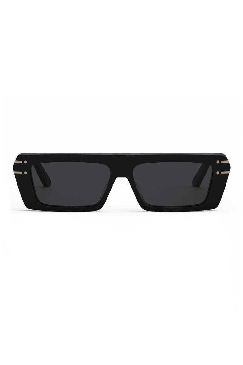 Signature 54mm Rectangular Sunglasses, Main, color, SHINY BLACK / SMOKE