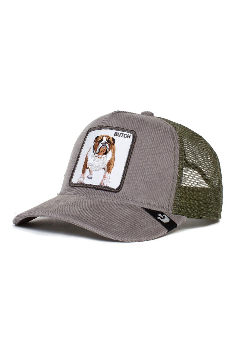 Wulbul Dog Patch Corduroy Trucker Hat, Main, color, WHITE