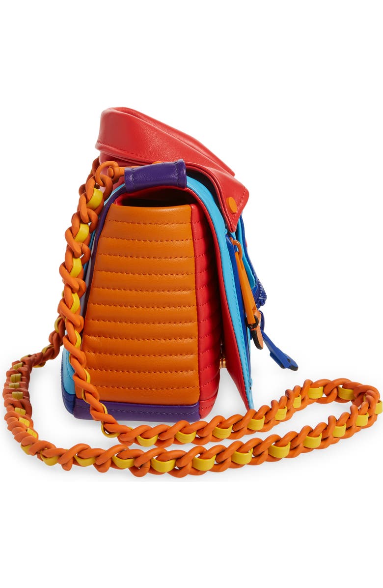Moschino Biker Colorblock Leather Shoulder Bag, Alternate, color,