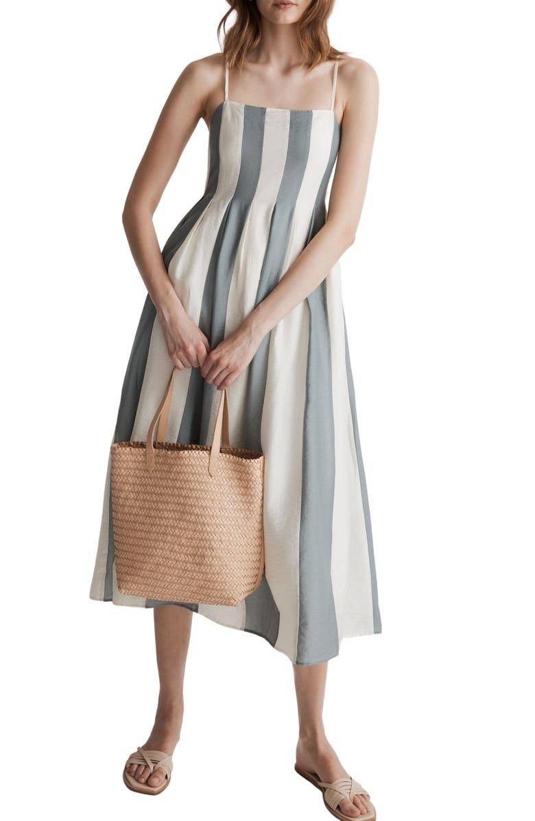 Madewell Pleated Midi Dress, Main, color,