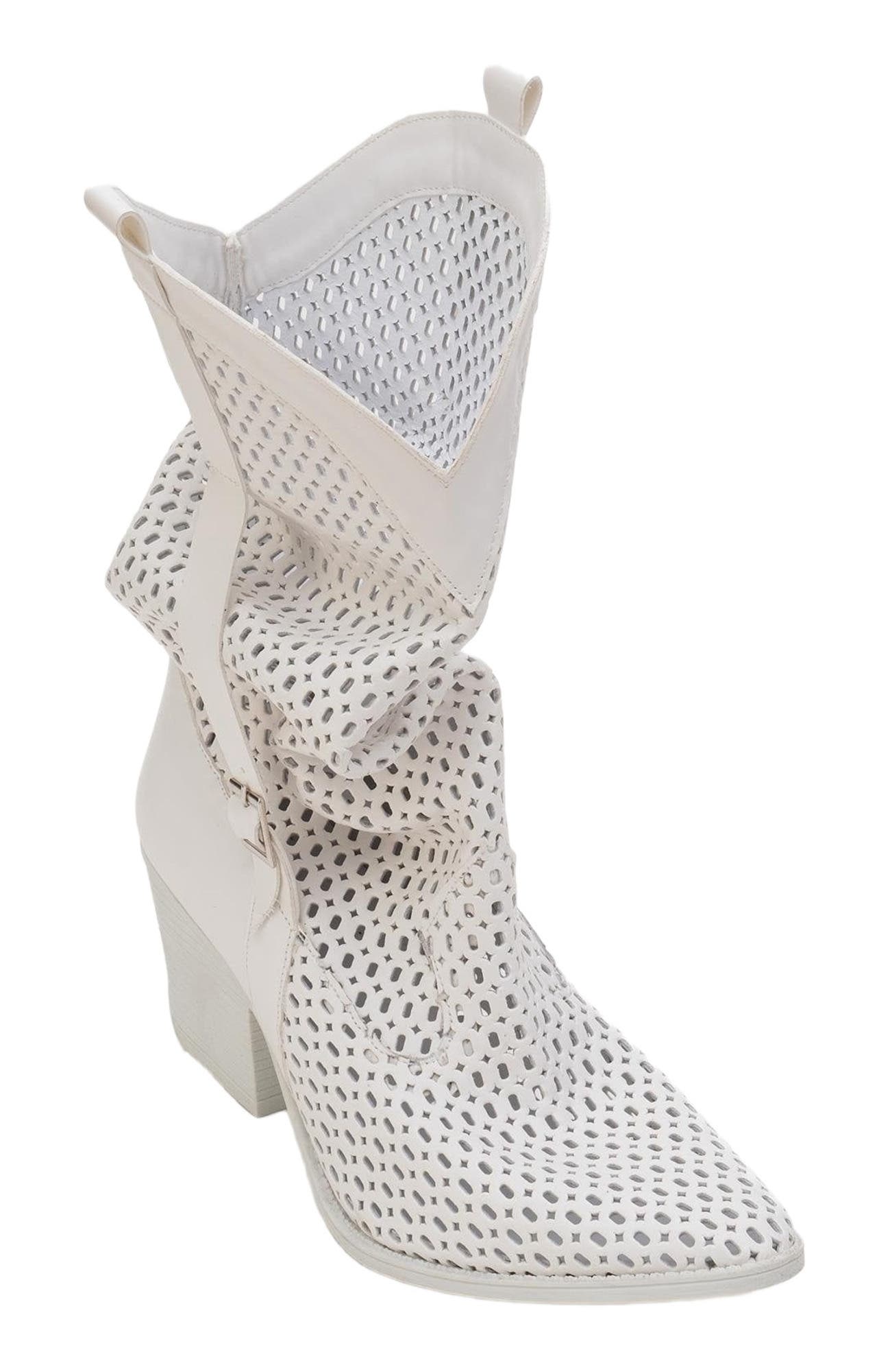 Larry Western Cut-Out Summer Boots, Main, color, White Faux Leather