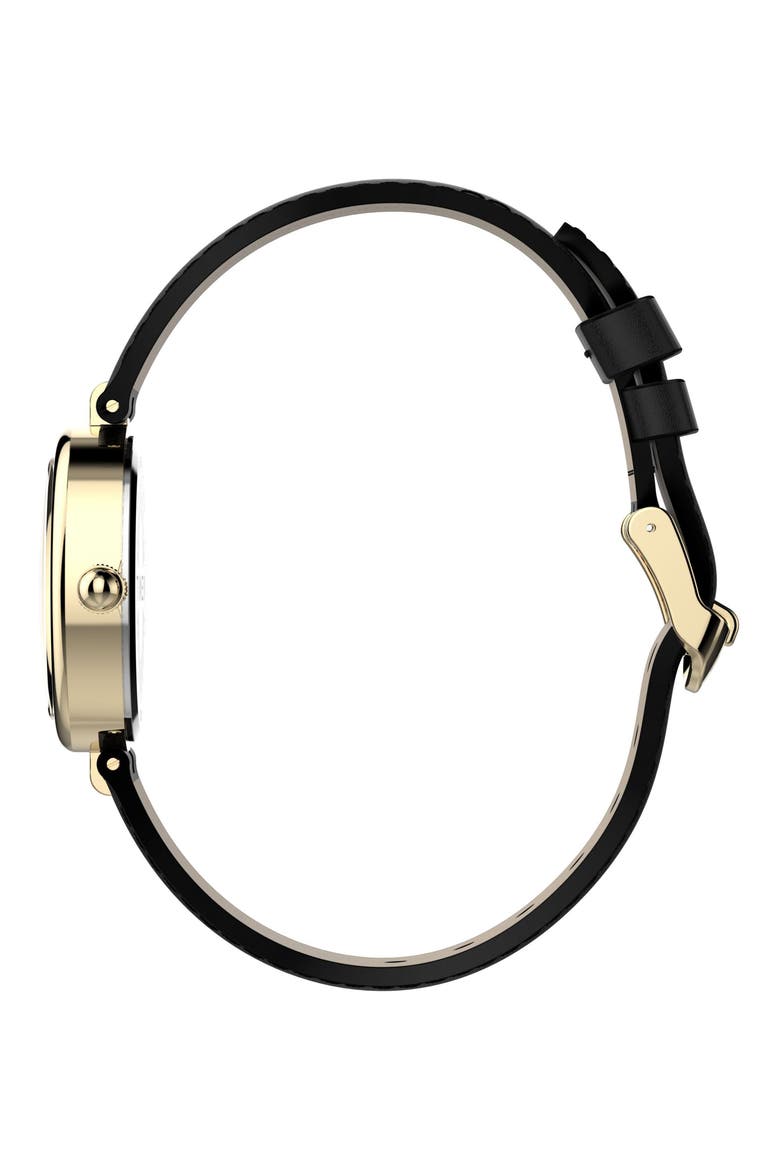 Cavatina Luxe Leather Strap Watch, 18mm, Alternate, color, BLACK