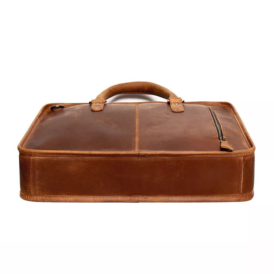 STEEL HORSE LEATHER The Hemming Leather Laptop Bag | Vintage Leather Briefcase, Alternate, color, Brown