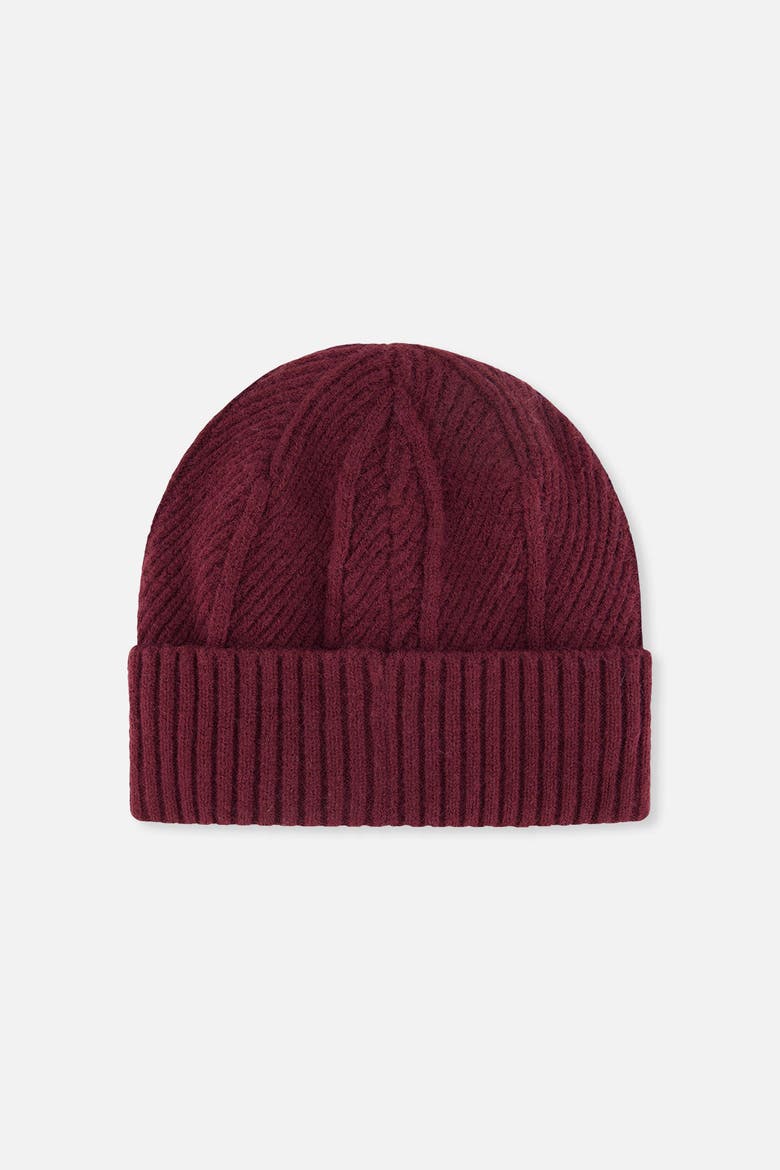Winter Ribbed Fleece Lined Knit Hat with Logo Patch, Alternate, color, Burgundy