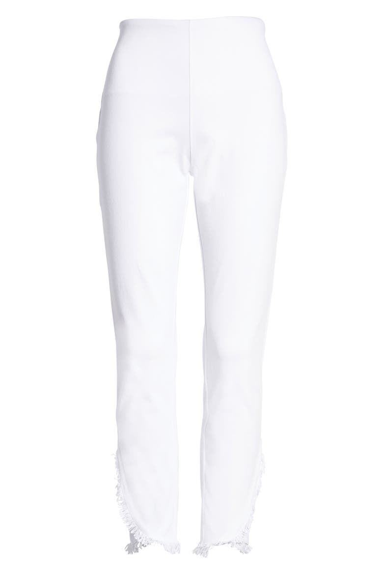 Lyssé Fringe Tulip Hem Denim Leggings, Alternate, color, WHITE