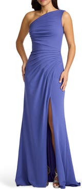 Tadashi Shoji Pleated One-Shoulder Crepe Gown