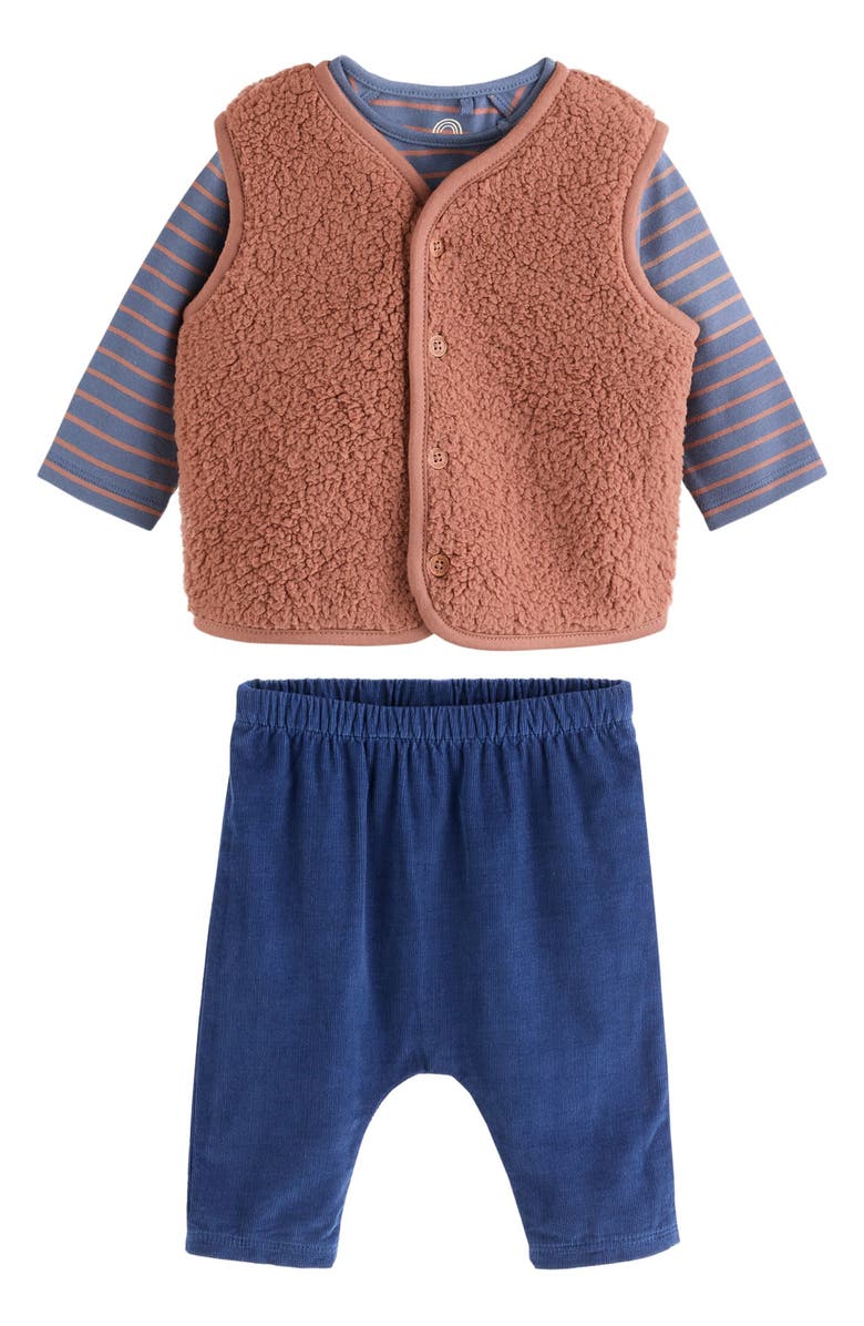 NEXT Long Sleeve T-Shirt, Teddy Vest & Pants Set, Main, color, Blue
