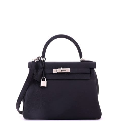 Kelly Handbag Black Togo with Brushed Palladium Hardware 28