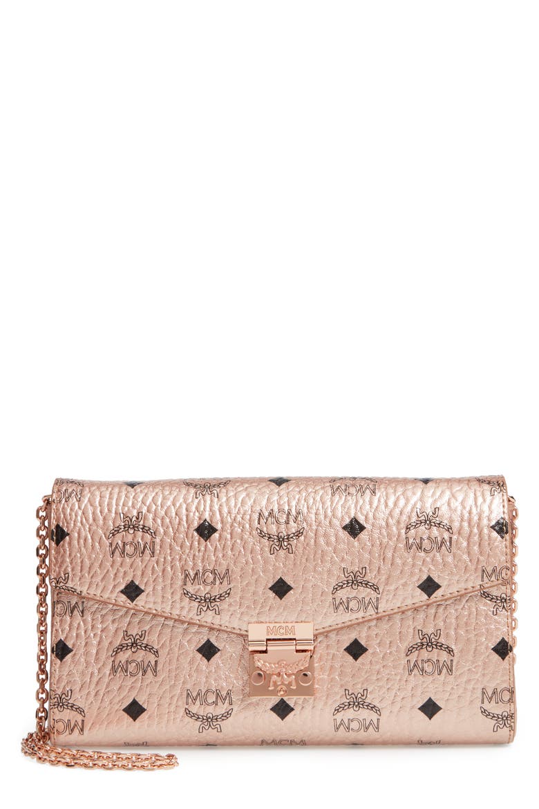 Millie Visetos Canvas Wallet on a Chain, Main, color, CHAMPAGNE GOLD