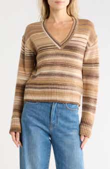 Diora Stripe V-Neck Sweater