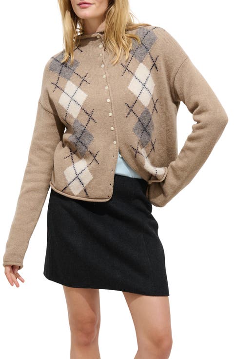 Taylor Argyle Wool Blend Cardigan