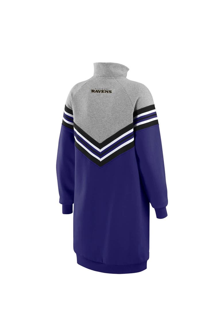 Women's WEAR by Erin Andrews  Purple/Heather Gray Baltimore Ravens Chevron Stripe Dress, Alternate, color, Purple