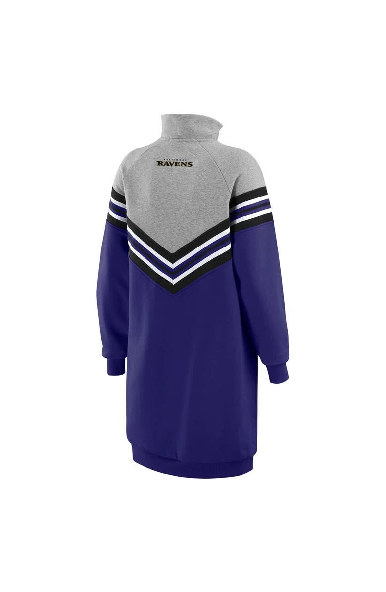 WEAR by Erin Andrews Women's WEAR by Erin Andrews  Purple/Heather Gray Baltimore Ravens Chevron Stripe Dress, Alternate, color, Purple