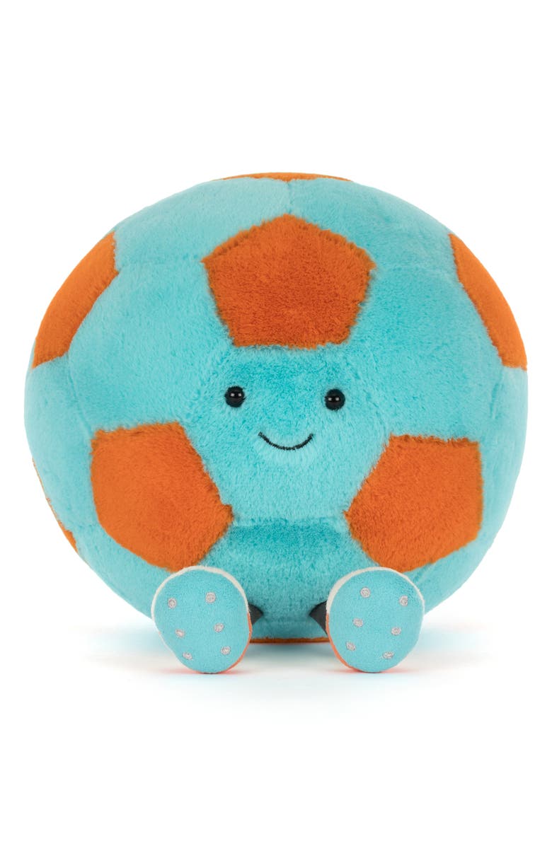 Jellycat Amuseables Jellycat Soccer Ball Large Plushie, Main, color, Turquoise Multi