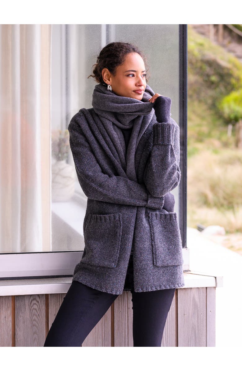 Celtic & Co. Flecked Hooded Coatigan, Alternate, color, 