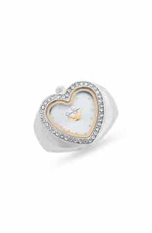 Jessica Simpson Crystal Heart Ring Watch