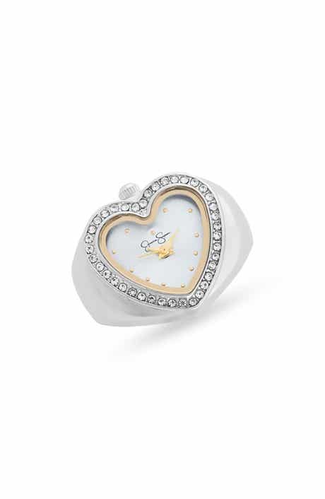 Jessica Simpson Crystal Heart Ring Watch