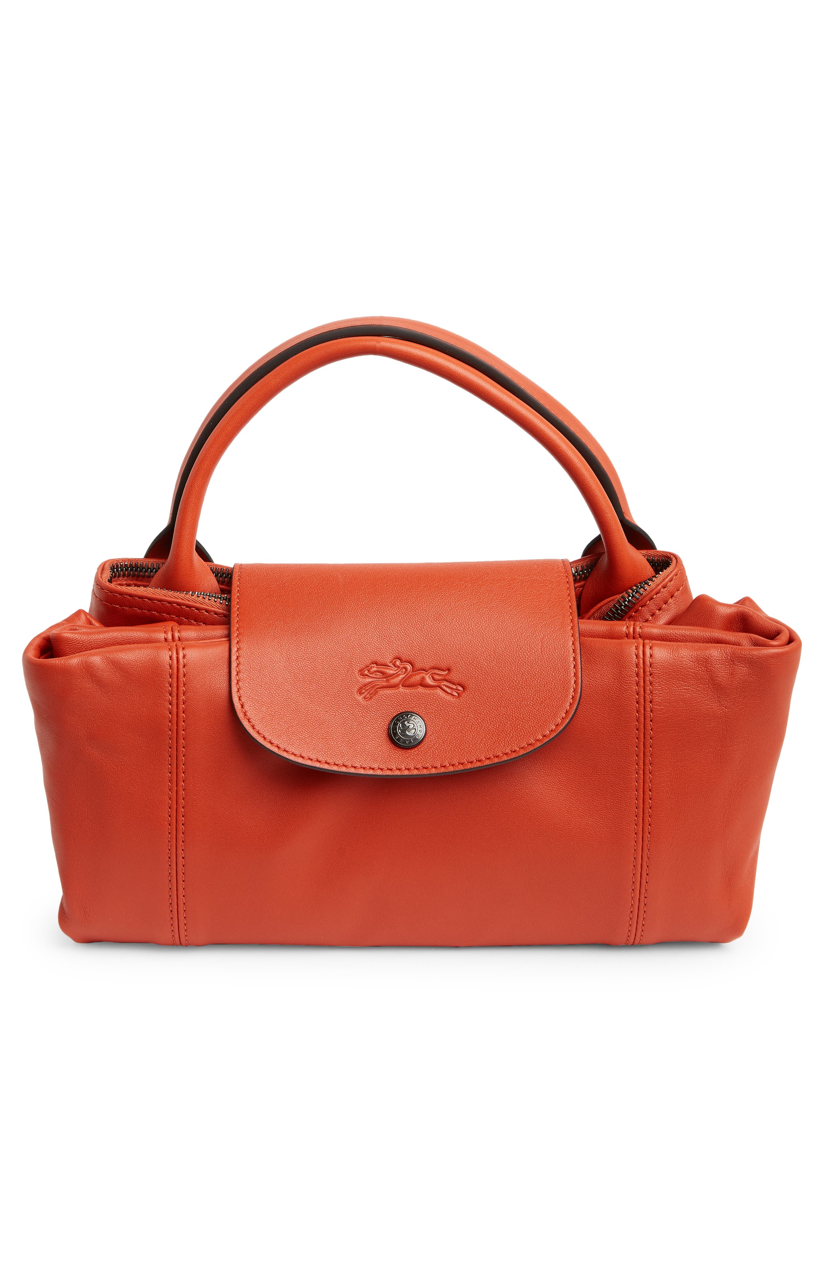 Longchamp Le Pliage Leather Top Handle Bag, Alternate, color, 