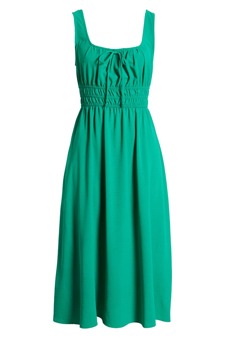 Shirred Waist Midi Dress, Alternate, color, GREEN