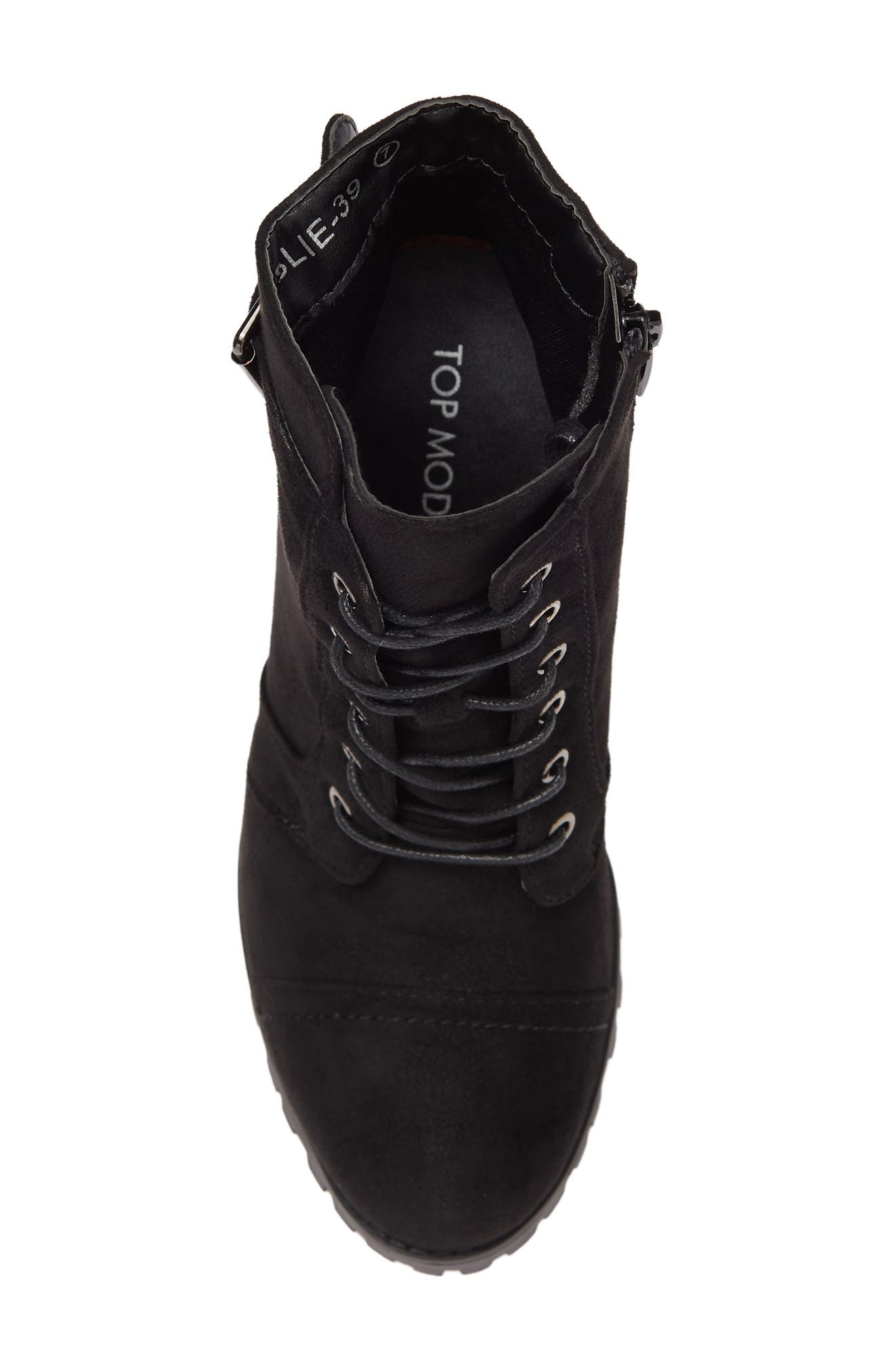TOP GUY SHOES TOP GUY Suede Lace-Up Block Heel Bootie, Alternate, color, 