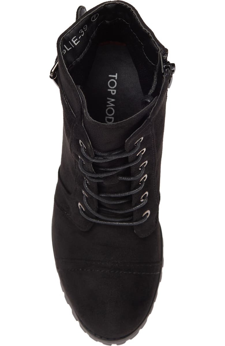 TOP GUY SHOES TOP GUY Suede Lace-Up Block Heel Bootie, Alternate, color,