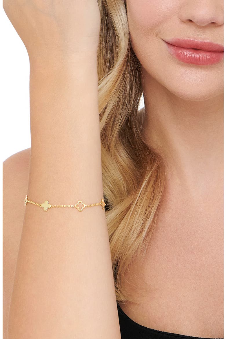 Gold Plated Floral Station Bracelet, Alternate, color, GOLD